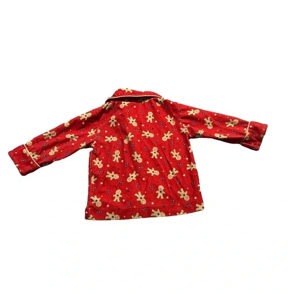 Red Button Up Gingerbread Pyjamas Size 2T - Picture 3 of 8